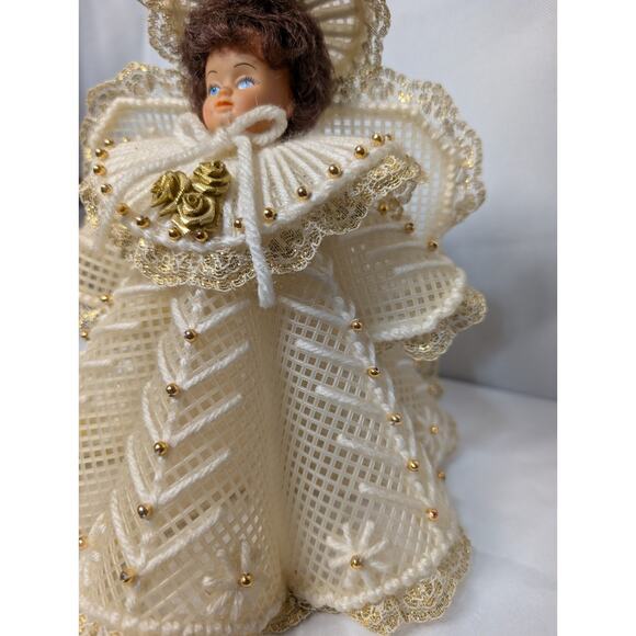 Vintage Handmade Plastic Canvas Angel Christmas Decor 1960's - Picture 2 of 5